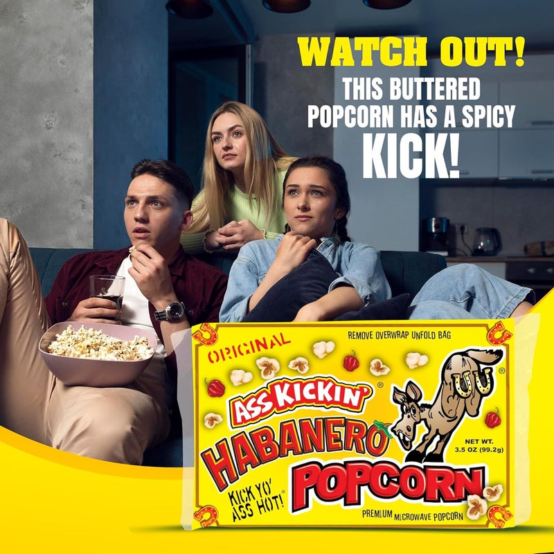 ASS KICKIN' Habanero Microwave Popcorn - 12 Pack - Image 3